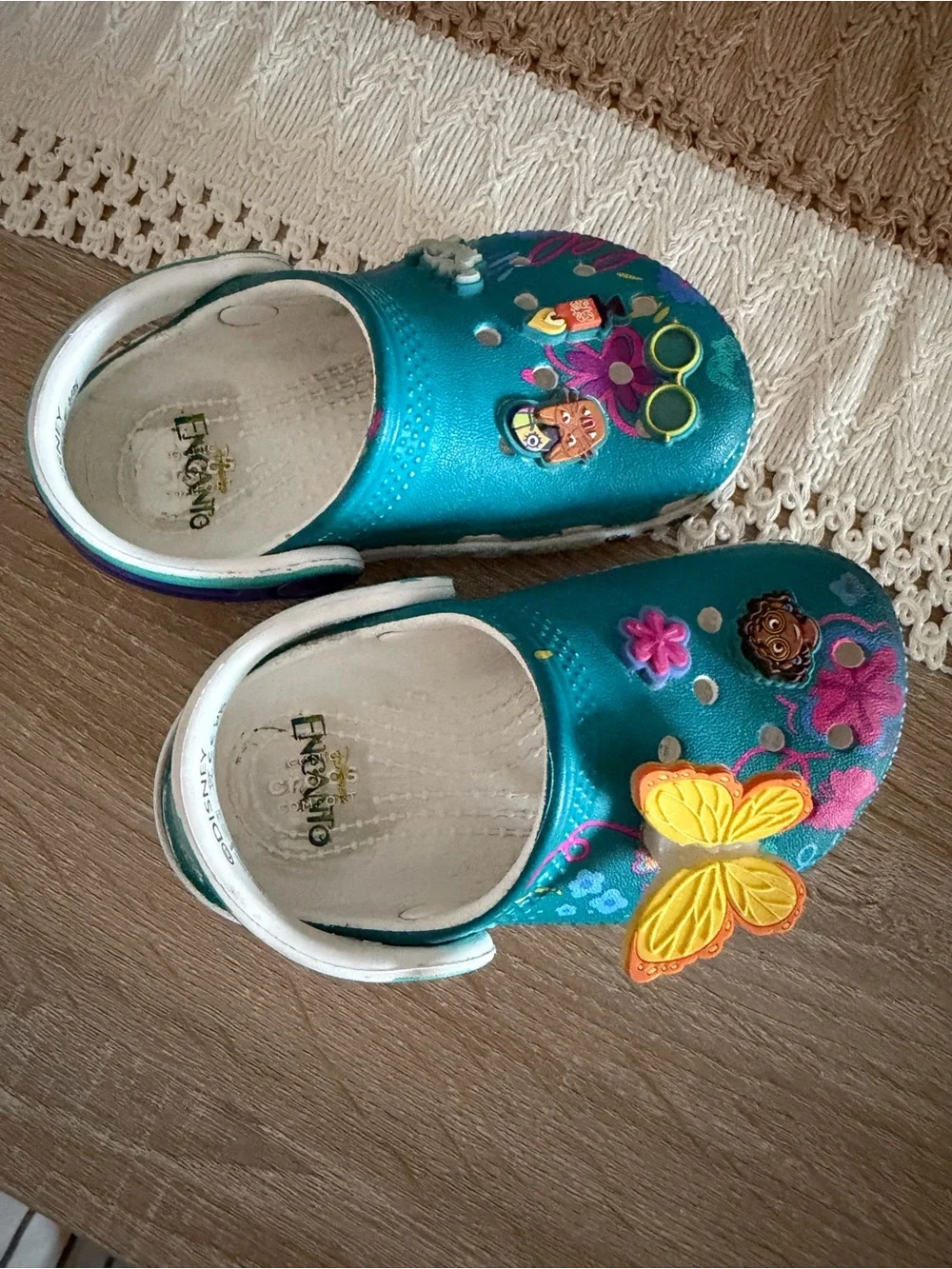 CROCS Kids Teal Slip-On Clogs with Colorful Charms
